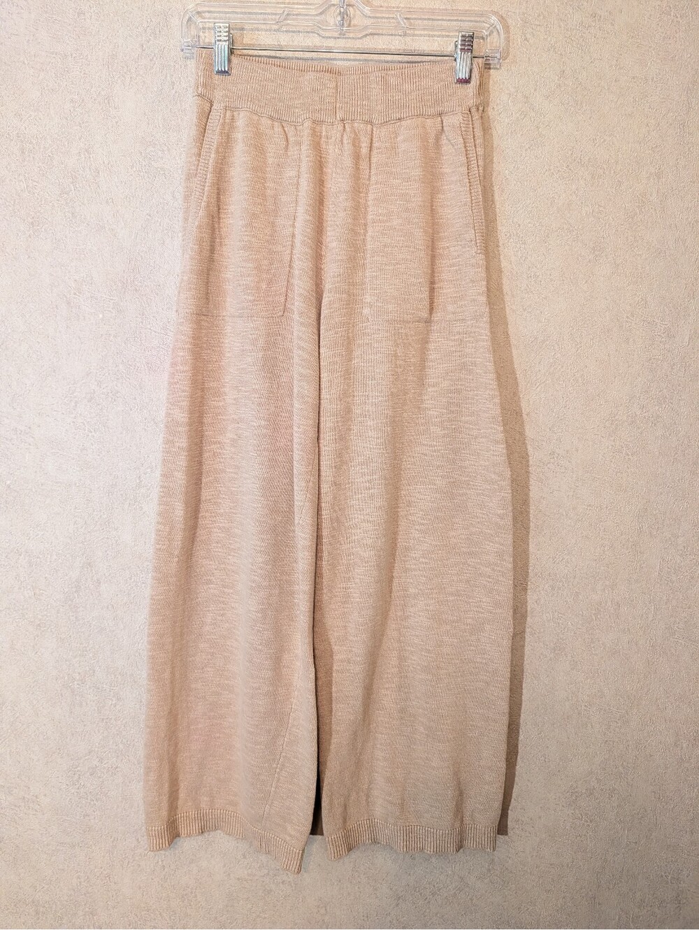FREE PEOPLE BEACH tan cream wide leg knit pants sz S